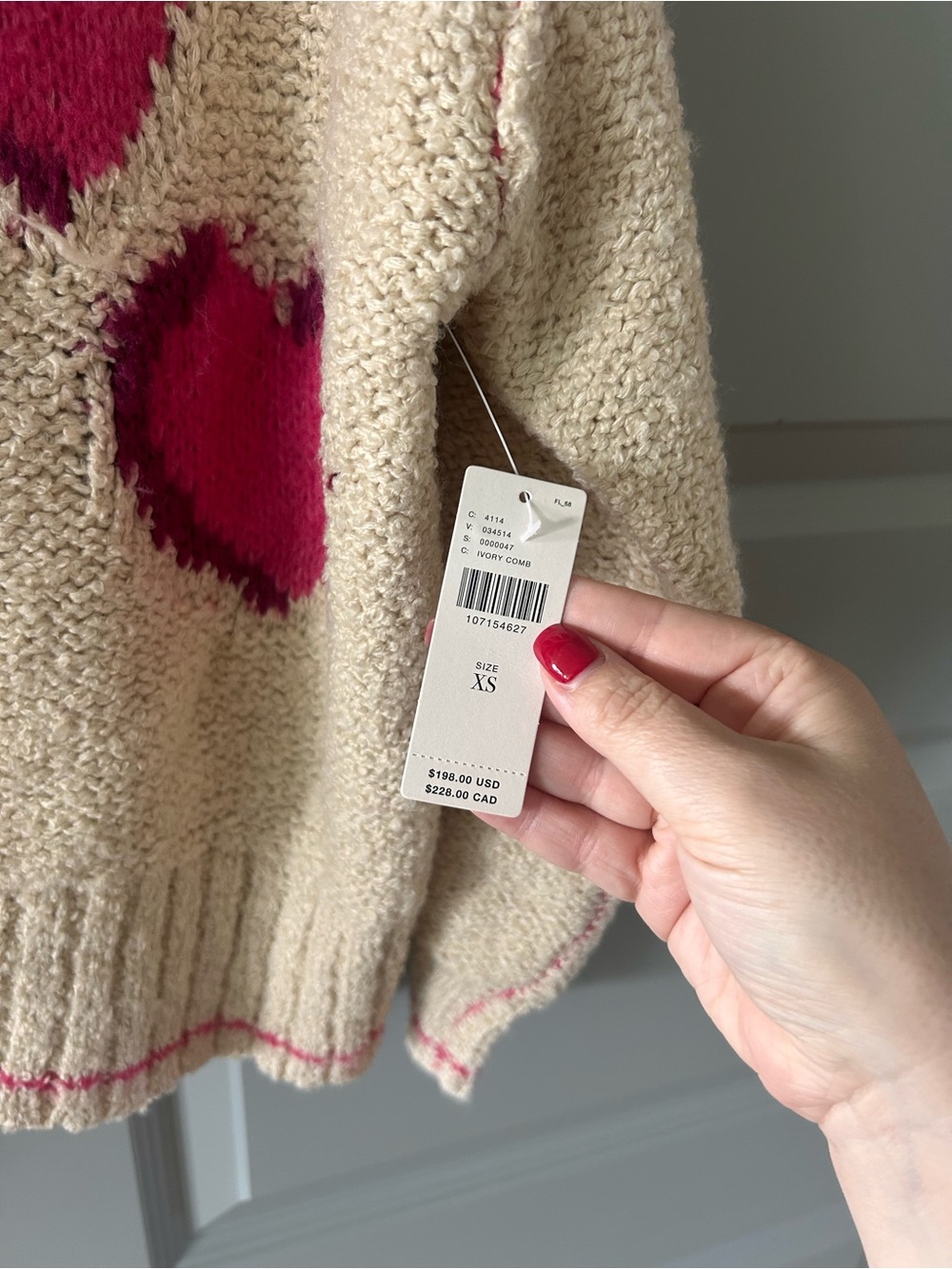 NWT Anthropologie Pilcro Candy Heart XO Collared Long-Sleeve Cardigan Sweater - Picture 5 of 7